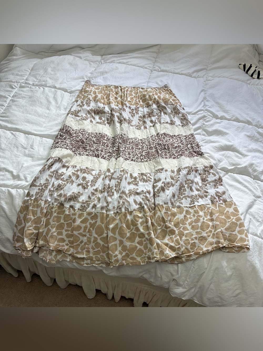 Elementz Tiered patchwork flowy maxi skirt